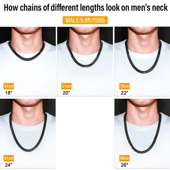 New Style 10mm Miami Cuban Chain in Black Gold for Men's Necklace