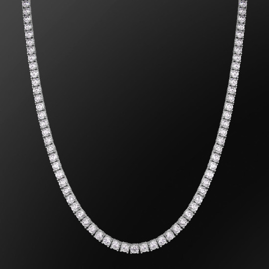 5mm White Gold CZ Diamond Tennis Chain Necklace for Men