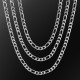 7mm Stainless Steel Mens Hip Hop Figaro Chain in White Gold