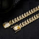 14mm Iced Out Diamond Cuban Link Chain in 14K Gold 