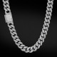 Iced Out Box Clasp Cuban Link Chain (12mm) for Men's Necklace in White Gold