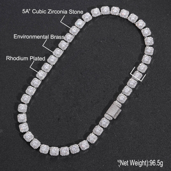 Fashion 10mm Iced Out CZ Diamond Mens Tennis Chain