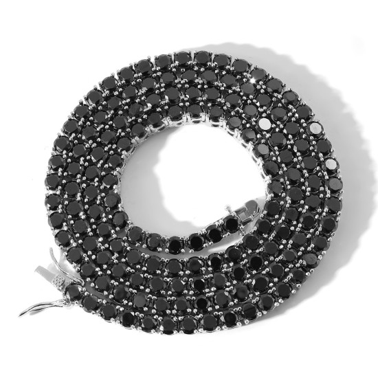 Hip Hop 4mm CZ Diamond Black Mens Tennis Chain 