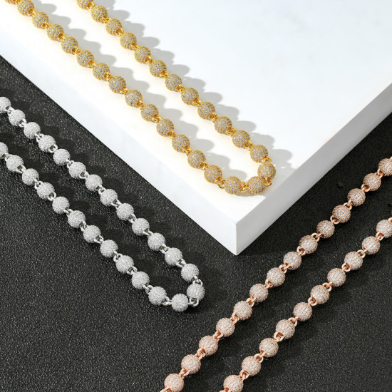 Hip Hop 8mm CZ Round Diamond Mens Chain