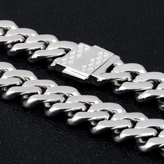 Sparkly 12mm Iced Out Sterling Silver Mens Diamond Cuban Link Chain