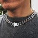 New Arrival White Gold 14mm Curb Chain Necklace with Hook Buckle Clasp