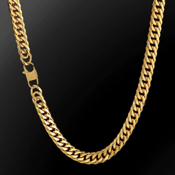 Simple Fashion 10mm 18K Gold/White Gold Flat Cuban Curb Chain