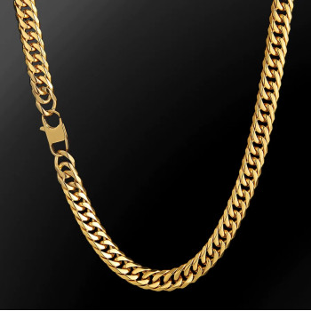 Simple Fashion 10mm 18K Gold/White Gold Flat Cuban Curb Chain