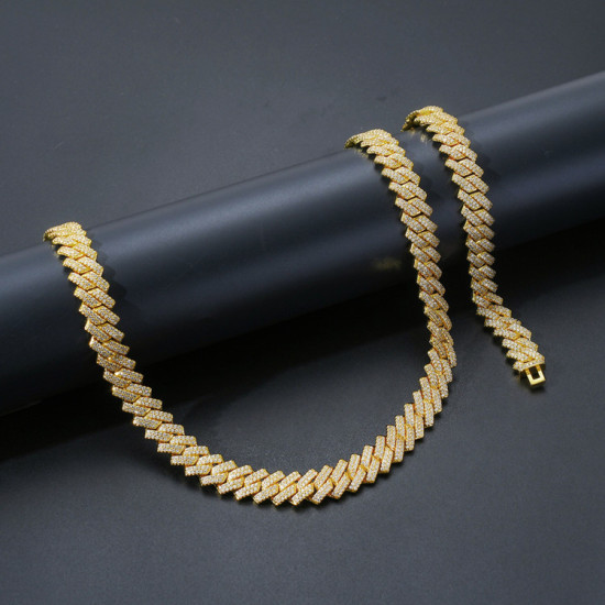 Fashion Hip Hop 14mm CZ Diamond Mens Cuban Chain