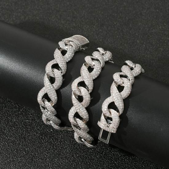 Trendy Hip Hop 15mm Eight Style Mens  Diamond Chain 