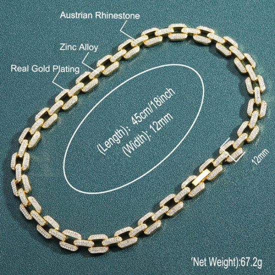 Sparkly 12mm Geometric Figure Diamond Chain for Men