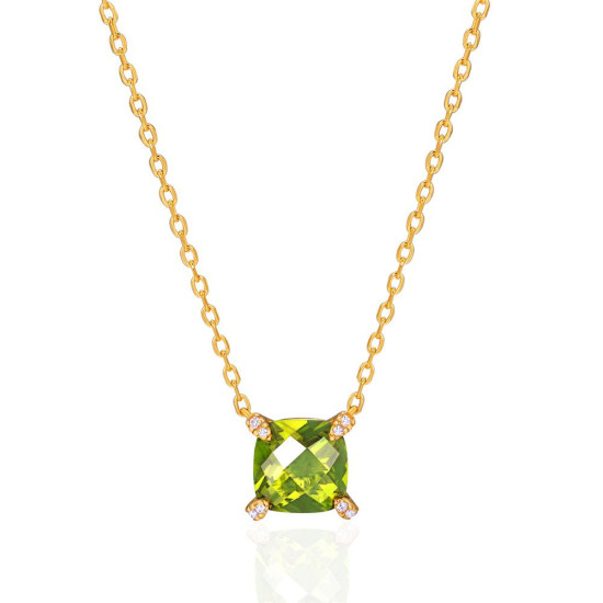 Green Birthstone D-peridot Diomand Necklace for Women