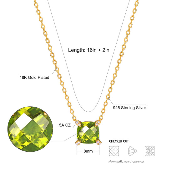 Green Birthstone D-peridot Diomand Necklace for Women