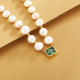 Cool 8mm Emerald Freshwater Pearl Beaded Women Necklace