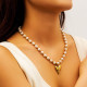 Chic 8mm Pearl Womens Necklace with Heart Pendant