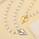 Chic 8mm Pearl Womens Necklace with Heart Pendant