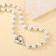 Chic 8mm Pearl Necklace with Heart for Women