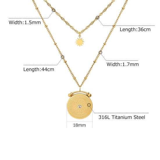 Gold Layered Necklace with Star Pendant Twist Chain