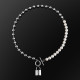 Fashion Women Pearl Necklace +Bead Chain with Lock Pendant