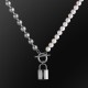 Fashion Women Pearl Necklace +Bead Chain with Lock Pendant