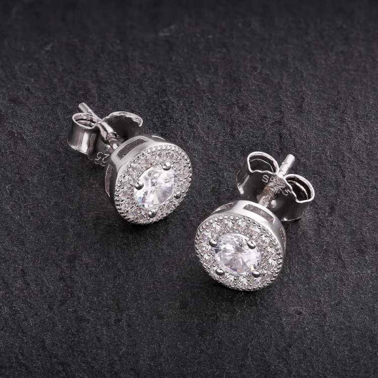 Fashion Iced Sterling Silver Stud Earrings for Men