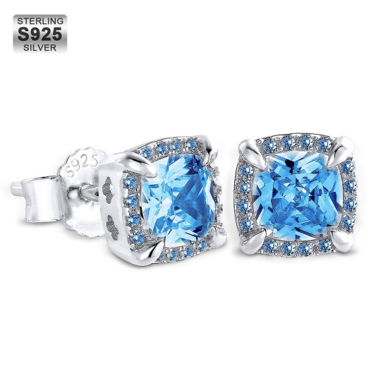 Iced Out Princess Cut Diamond Stud Earrings 925 for Men