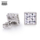 Sterling Silver Princess Mens Cut Diamond Stud Earrings