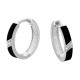 15mm Sterling Silver Diamond Round Hoop Mens Earrings