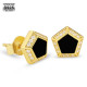 Fashion Mens Pentagon Black Diamond Stud Earrings