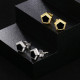 Fashion Mens Pentagon Black Diamond Stud Earrings