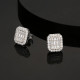 Rectangle Sterling Steel Diamond Stud Earrings for Men