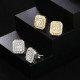 Rectangle Sterling Steel Diamond Stud Earrings for Men