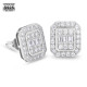 Rectangle Sterling Steel Diamond Stud Earrings for Men