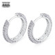 Hip Hop 15mm Sterling Silver Diamond Round Hoop Mens Earrings