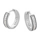 15mm Fashion Sterling Silver Diamond Round Hoop Mens Earrings