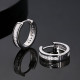 15mm Fashion Sterling Silver Diamond Round Hoop Mens Earrings