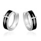 15mm Star Cross Hoop 925 Sterling Silver Earrings for Men