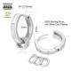 15mm  Mens Hoop Polygon Earrings with Detachable Rings 925 Sterling Silver