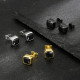 Minimalist Black CZ Iced 7.5mm Stud Earrings for Men