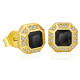 Fashion Octagon Black Mens CZ Iced Stud Earrings