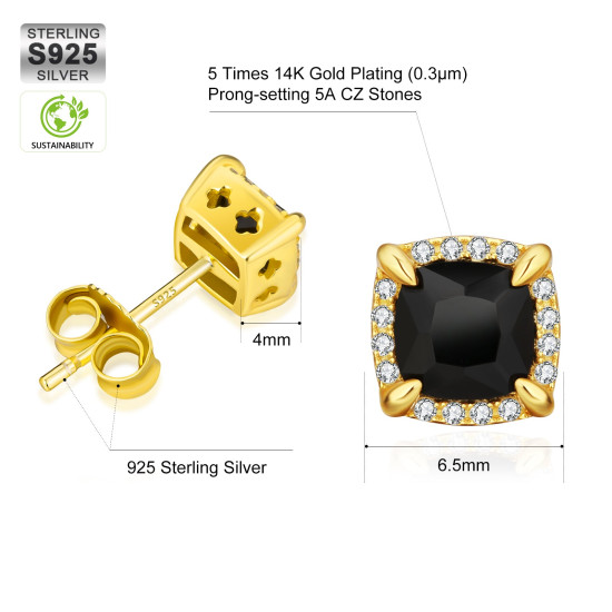 Latest Square CZ Prong Setting Stud Earrings